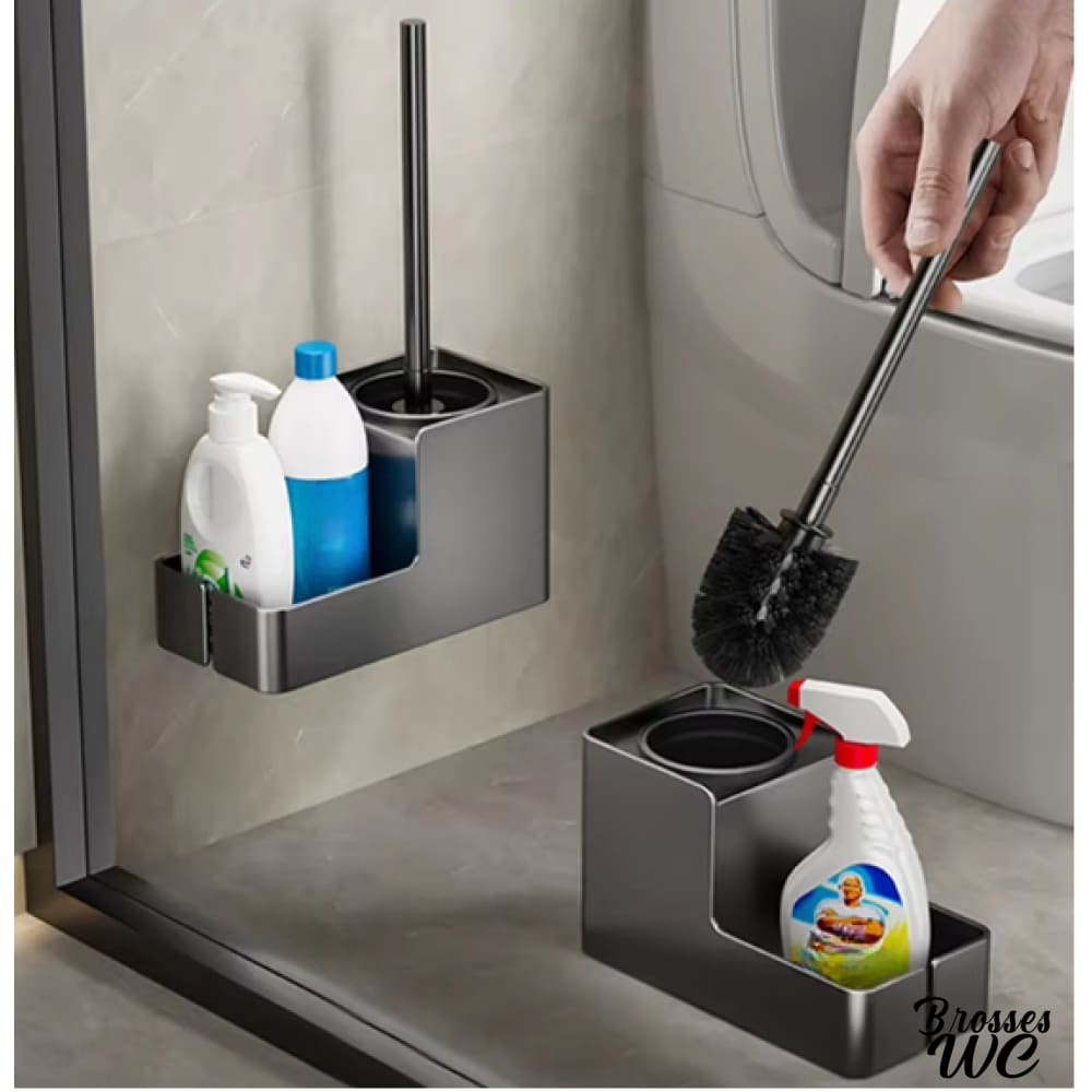 Étagère brosse wc aluminium noir moderne