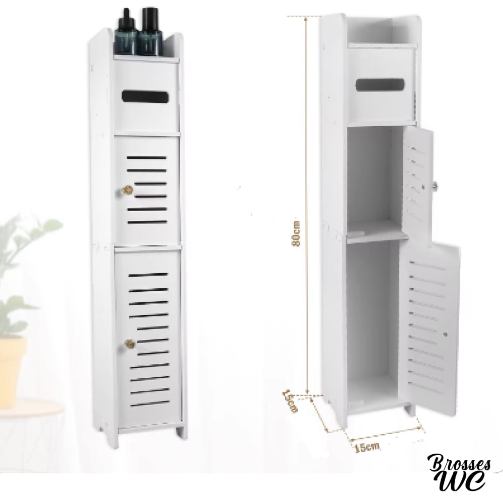 Meuble wc rangement avec brosse intégrée