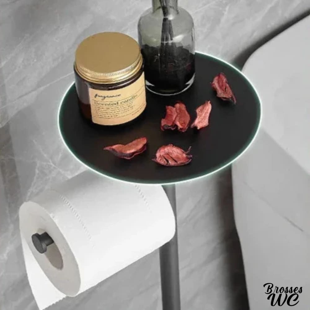 Brosse wc noir avec porte-rouleau intégré