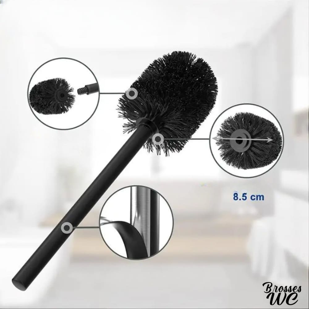 Brosse wc noir avec porte-rouleau intégré
