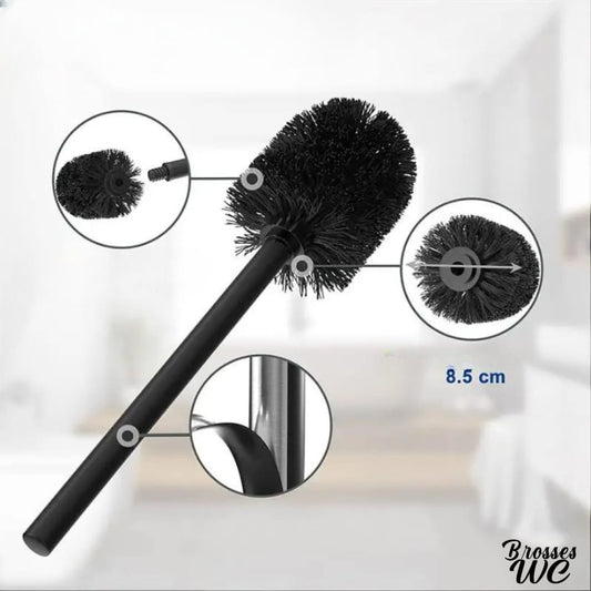 Brosse wc noir avec porte-rouleau intégré