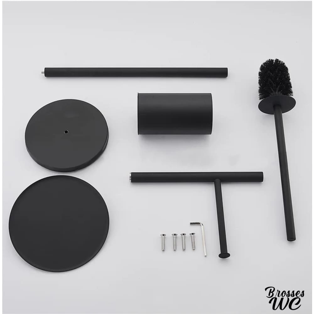 Brosse wc noir avec porte-rouleau intégré