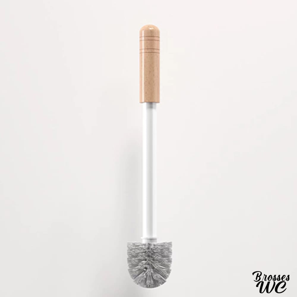 Brosse wc blanc et bois naturel