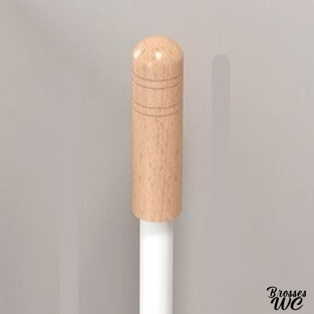 Brosse wc blanc et bois naturel