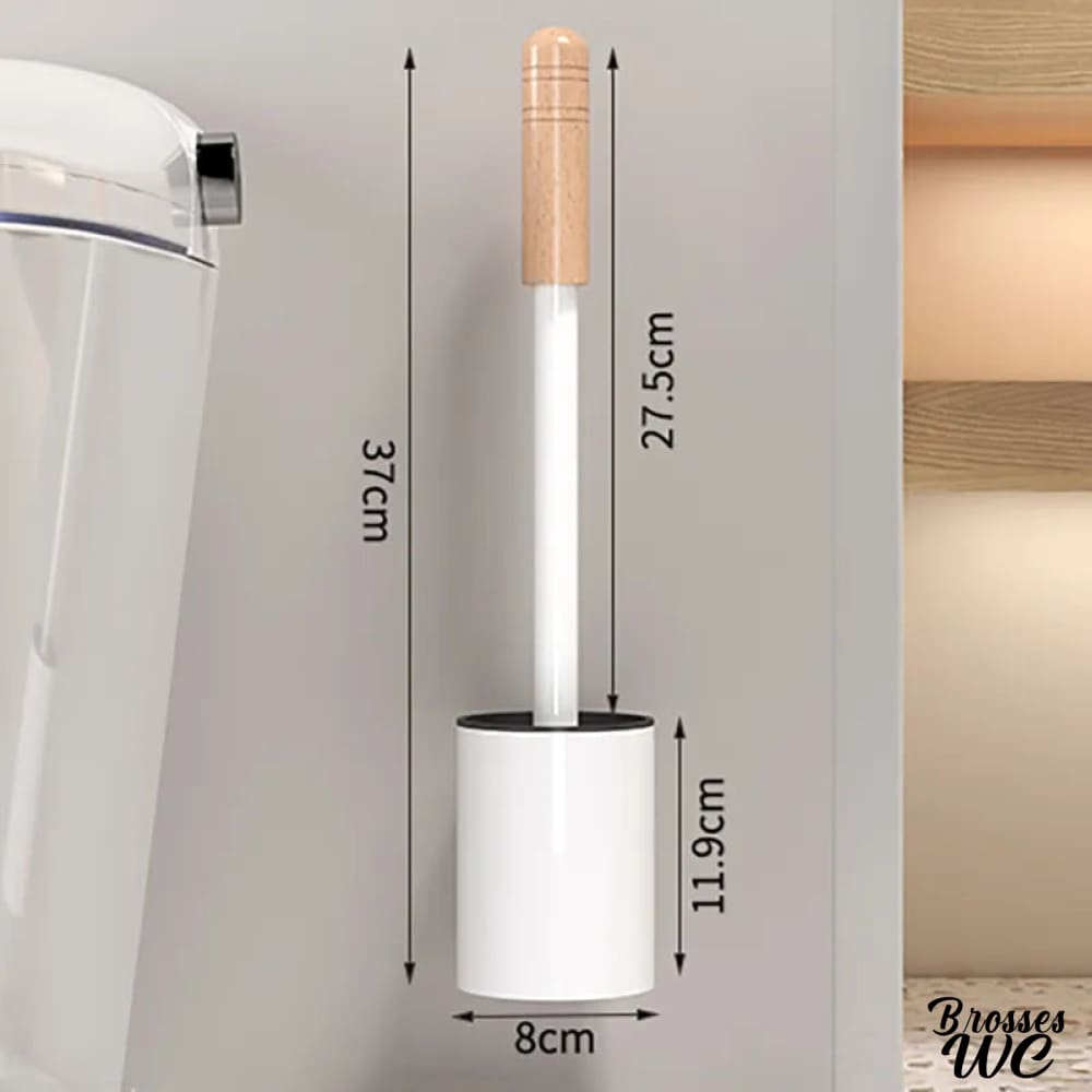Brosse wc blanc et bois naturel
