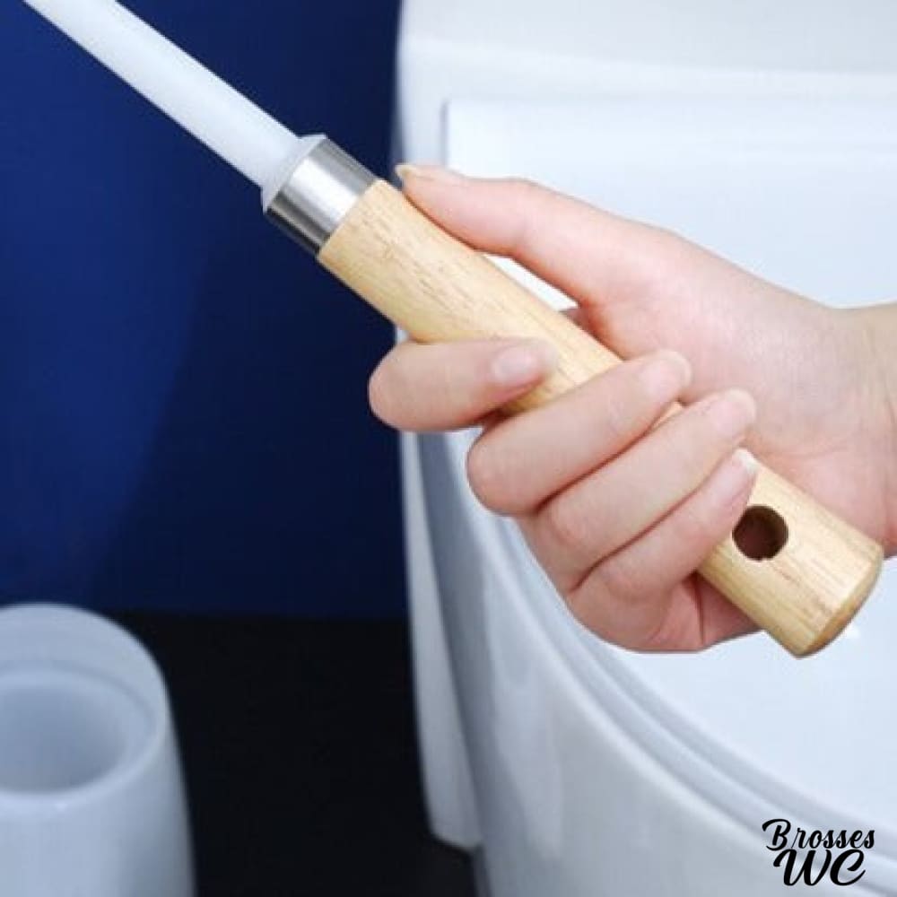 Brosse wc bois et blanc chaleureuse