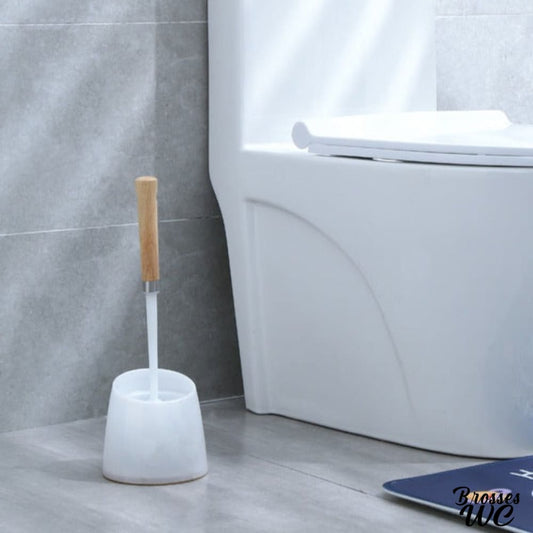 Brosse wc bois et blanc chaleureuse