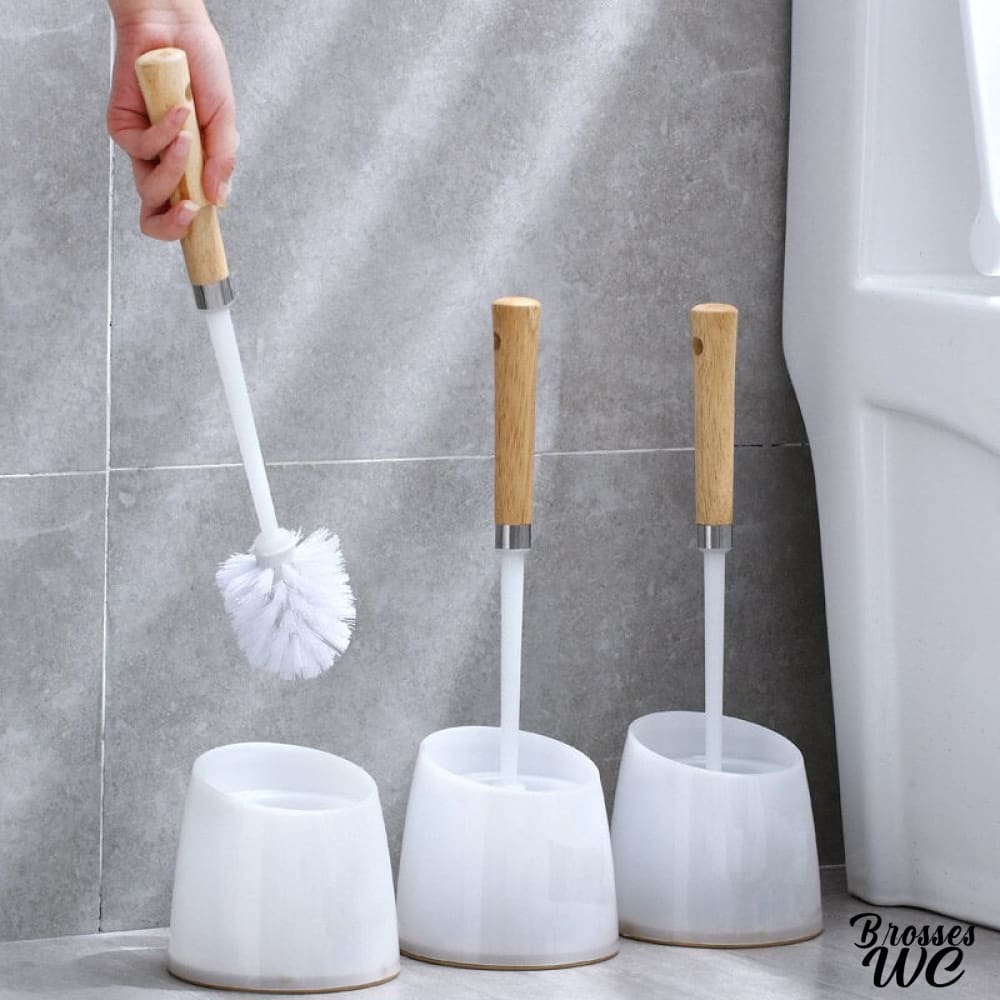Brosse wc bois et blanc chaleureuse