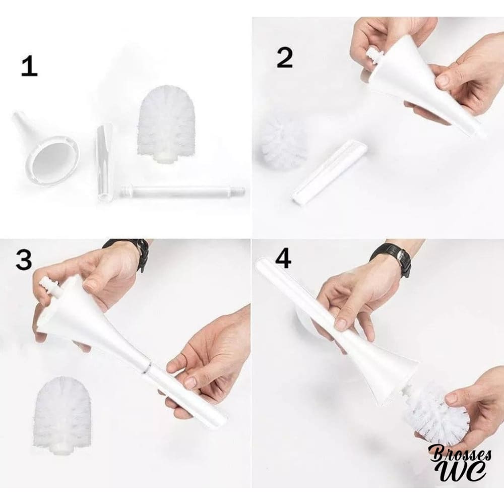 Brosse wc blanc bois céramique chic