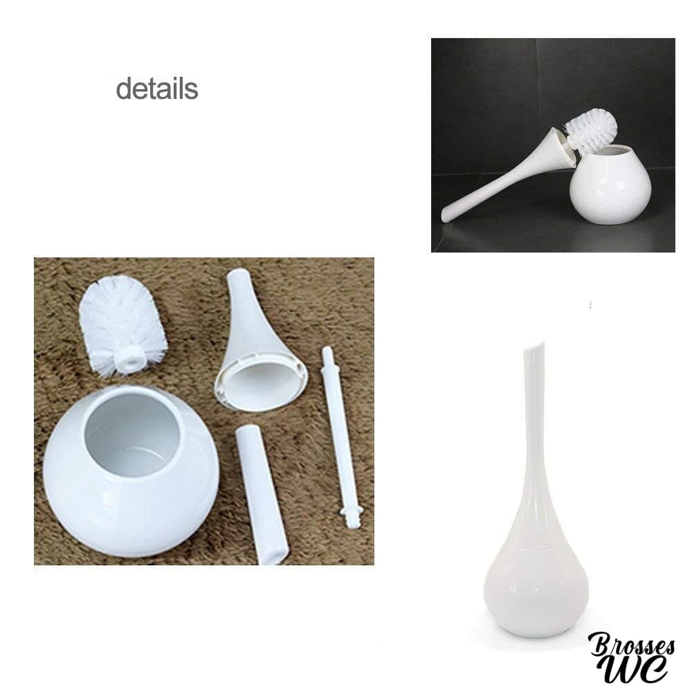 Brosse wc blanc bois céramique chic