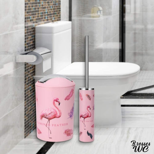 Brosse wc flamant rose exotique