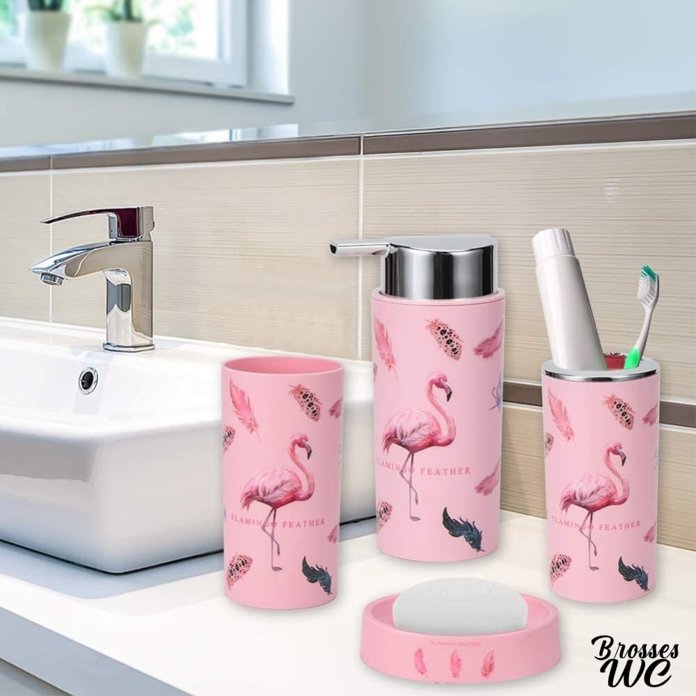 Brosse wc flamant rose exotique
