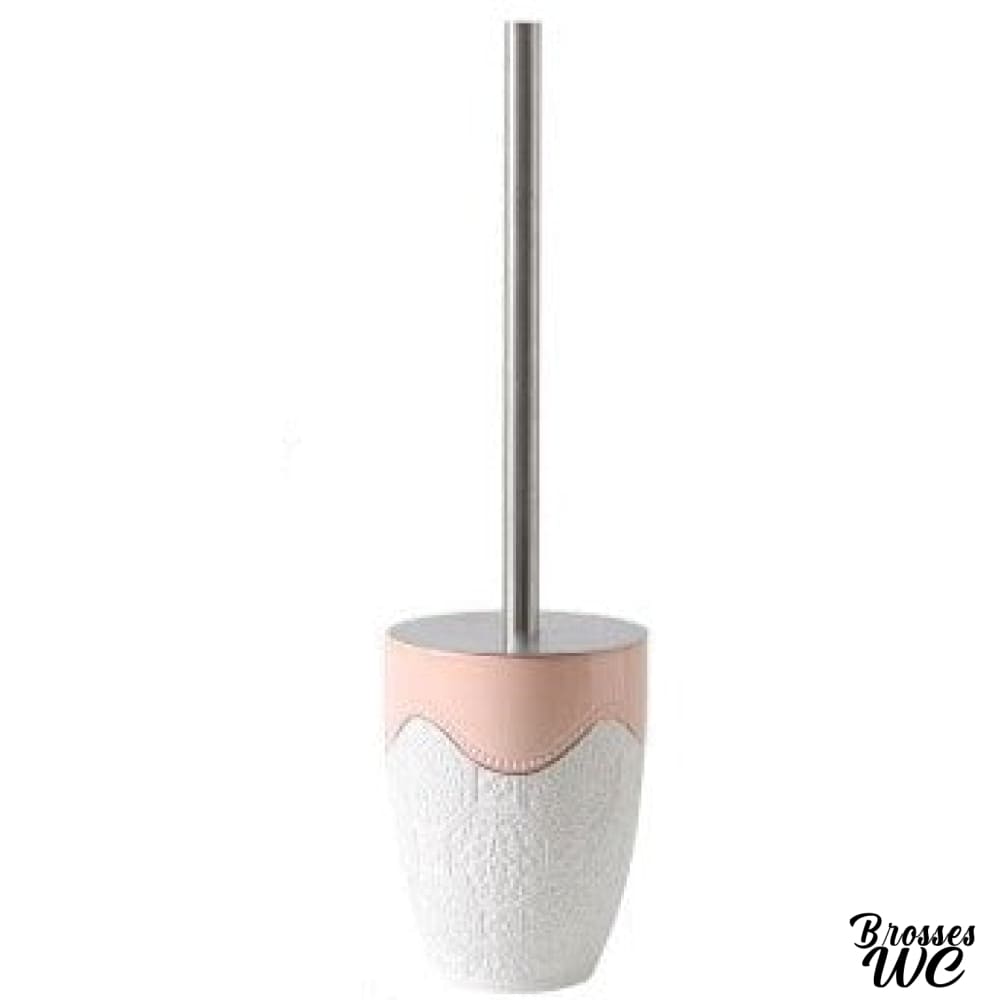 Brosse wc métal céramique rose délicat