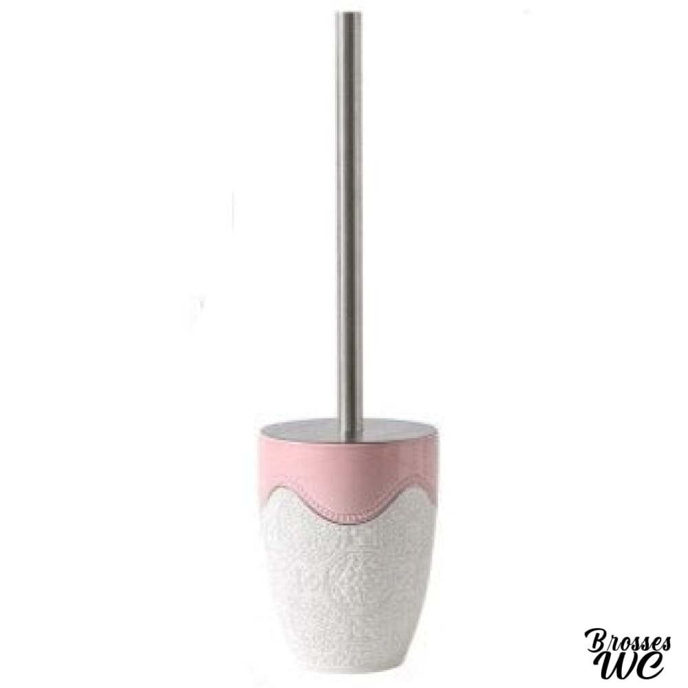 Brosse wc métal céramique rose délicat