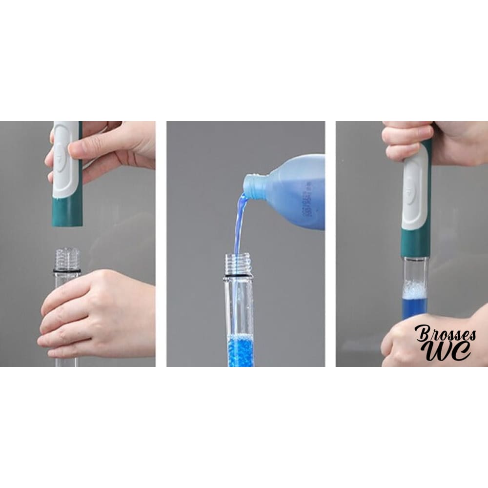 Brosse wc avec réservoir produit nettoyant