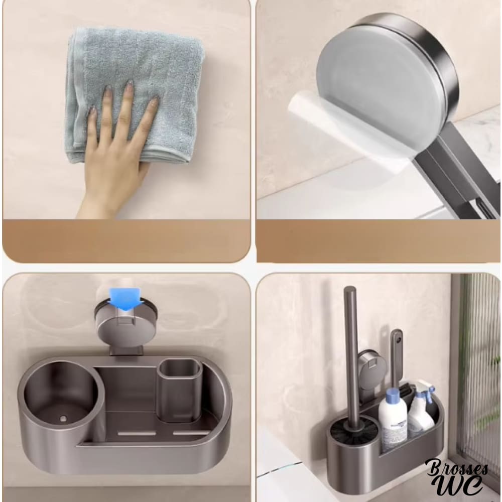 Brosse wc ventouse fixation facile