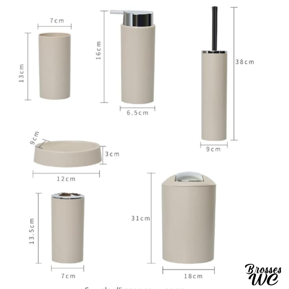 Ensemble brosse wc et poubelle harmonieux