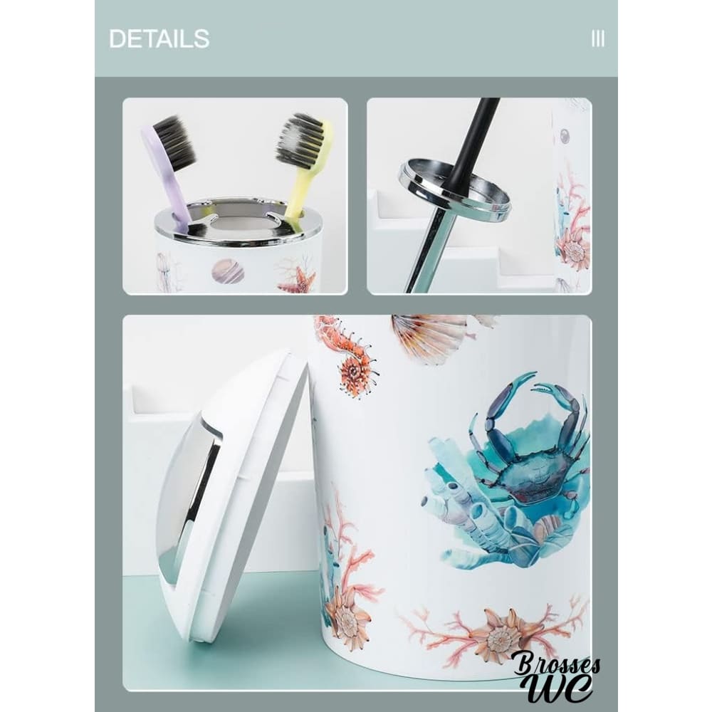 Ensemble brosse wc thème océan bleu