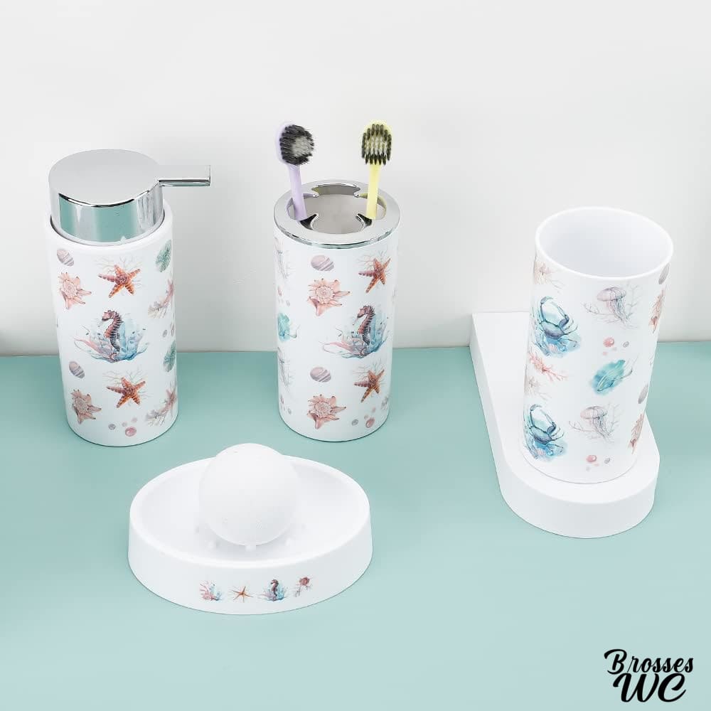Ensemble brosse wc thème océan bleu