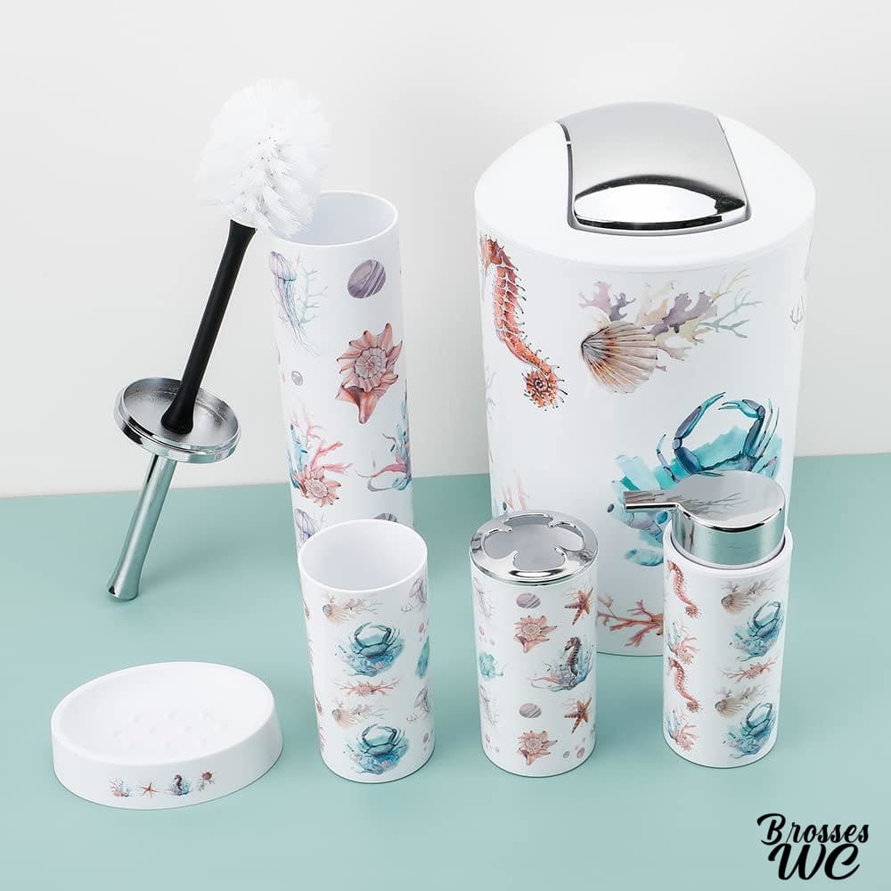 Ensemble brosse wc thème océan bleu