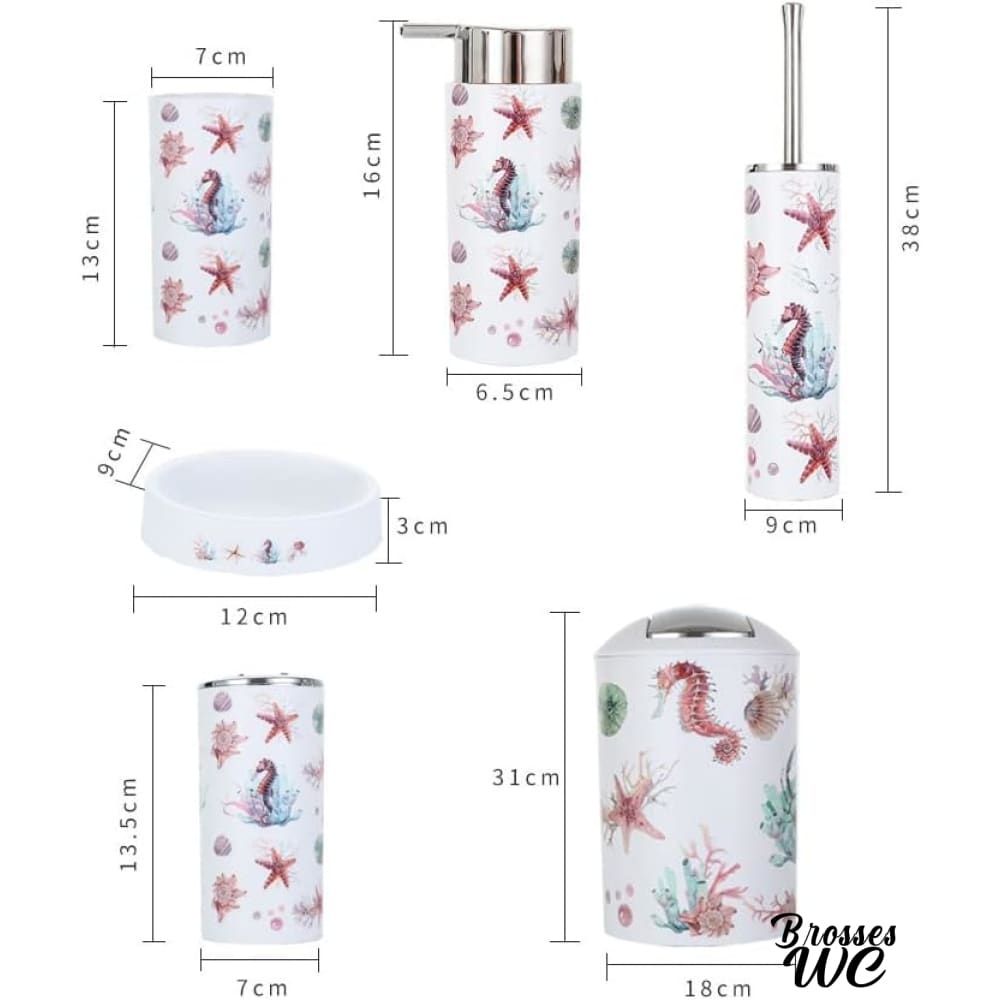 Ensemble brosse wc thème océan bleu