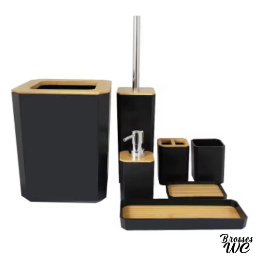 Ensemble poubelle et brosse wc noir élégant