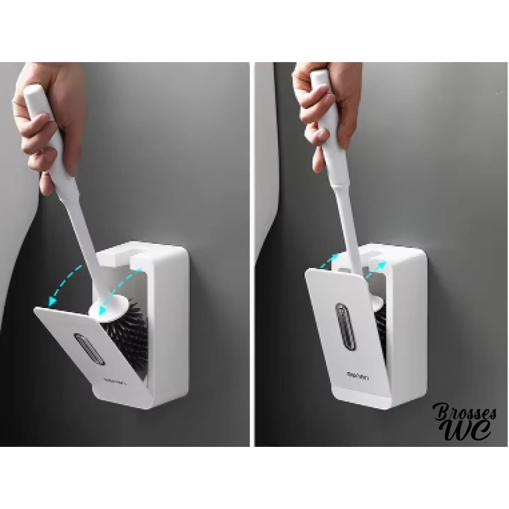 Brosse wc suspendue noir et blanc contrastée