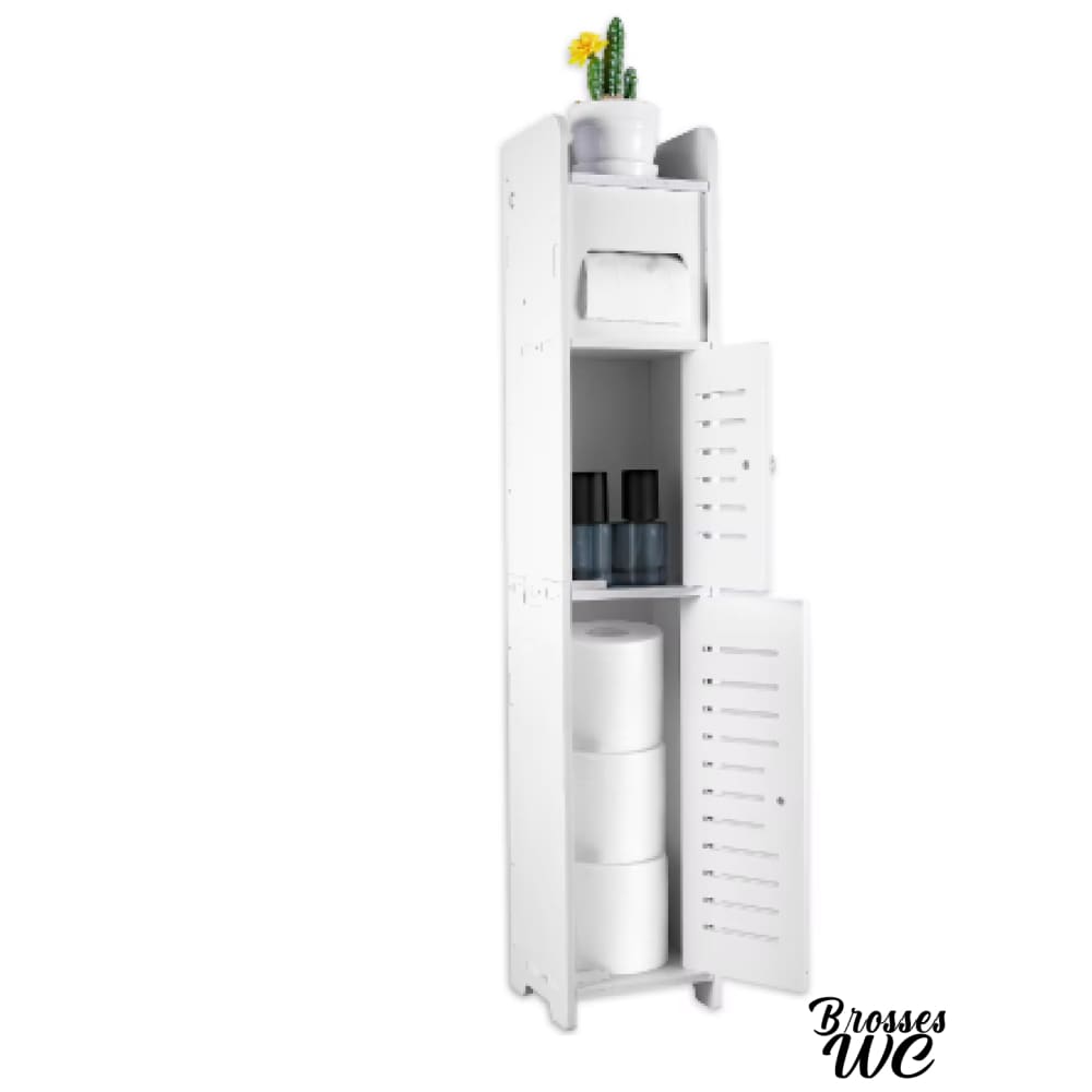 Meuble wc rangement avec brosse intégrée