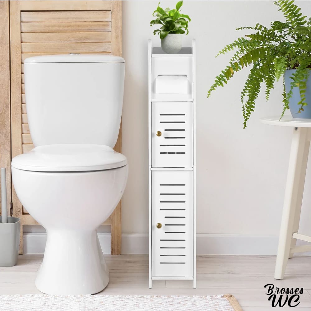 Meuble wc rangement avec brosse intégrée