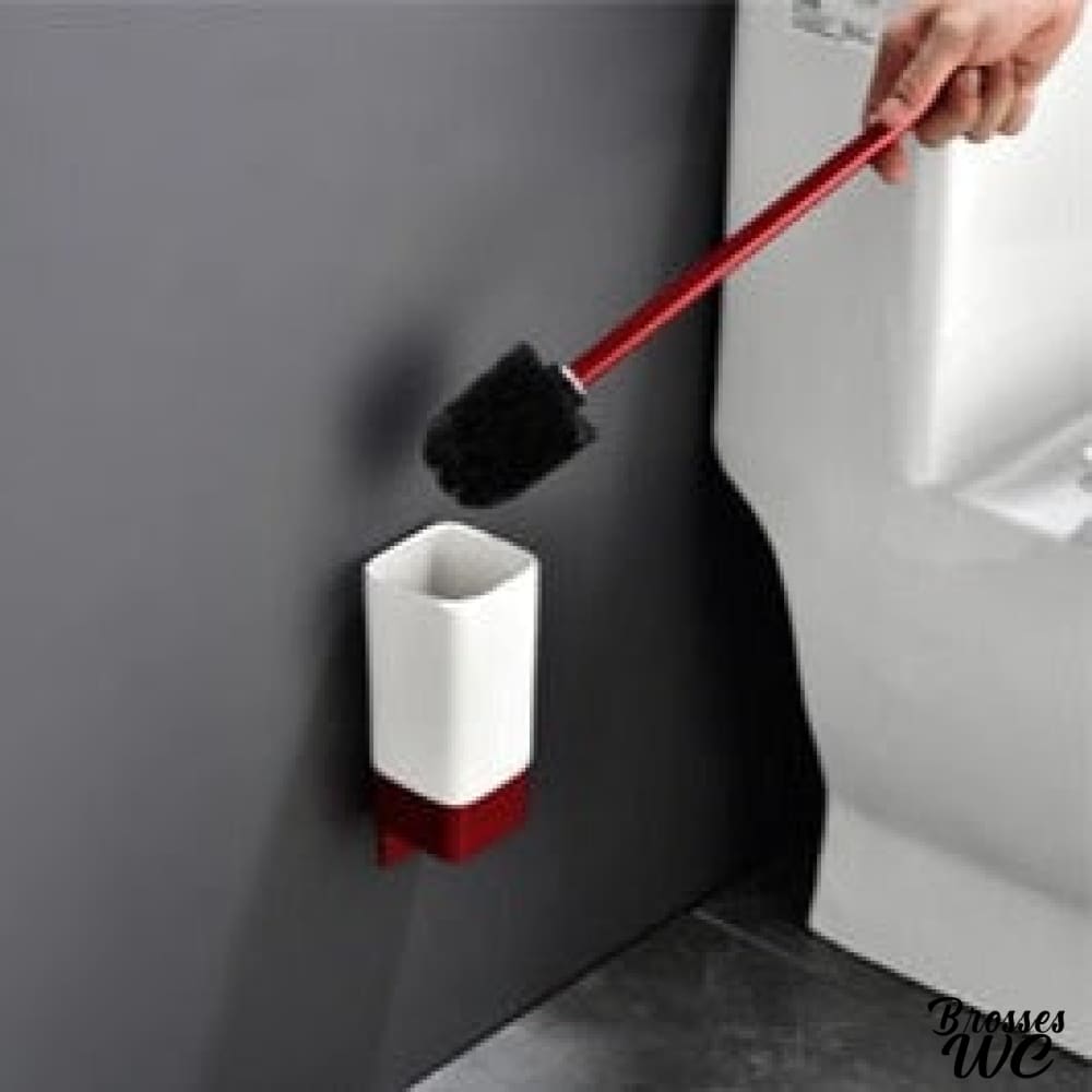 Porte-brosse wc céramique rouge vibrant