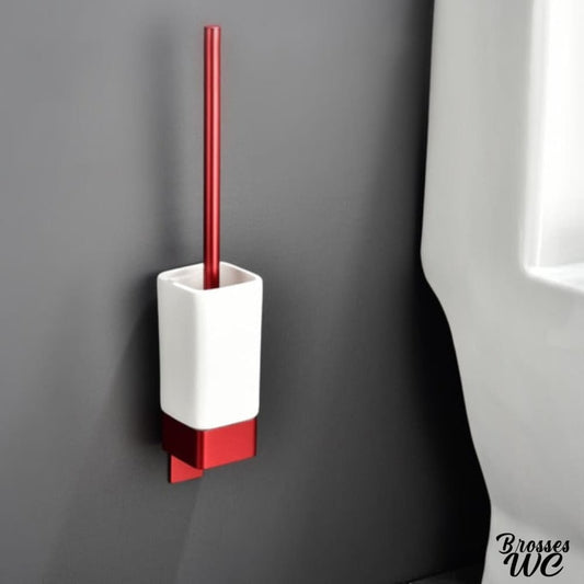 Porte-brosse wc céramique rouge vibrant