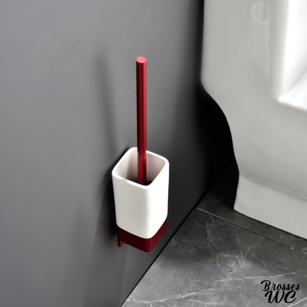 Porte-brosse wc céramique rouge vibrant