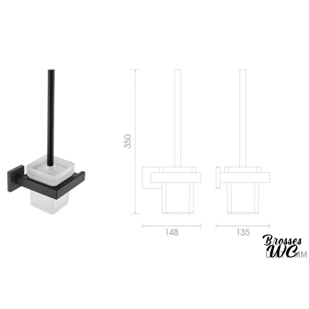 Porte-brosse wc inox et verre moderne
