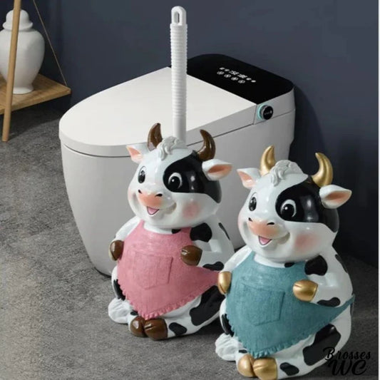 Porte-brosse wc motif vache amusant