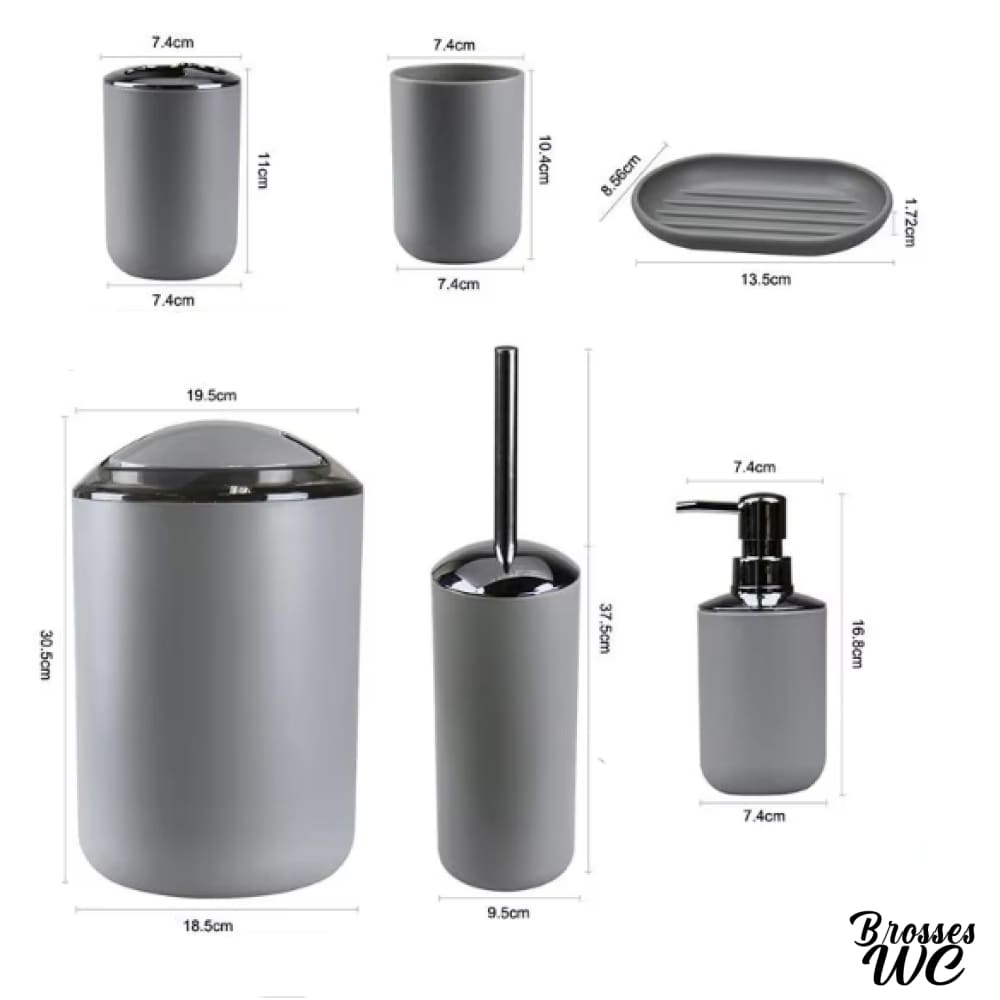 Poubelle wc et porte-brosse assortis